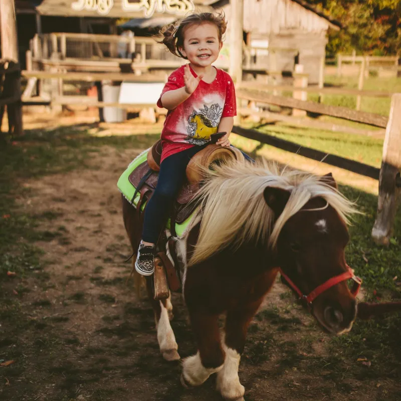 a young man riding a horse